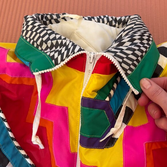 RARE Vintage Retro 80s/90s Colorful Abstract Geometric Ski Jacket, Size Medium - Picture 11 of 15